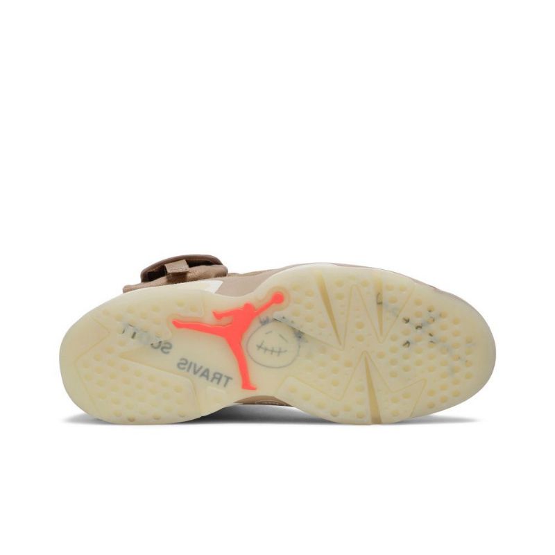 Air Jordan 6 Travis Scott Retro Khaki Grå Rød Herresko