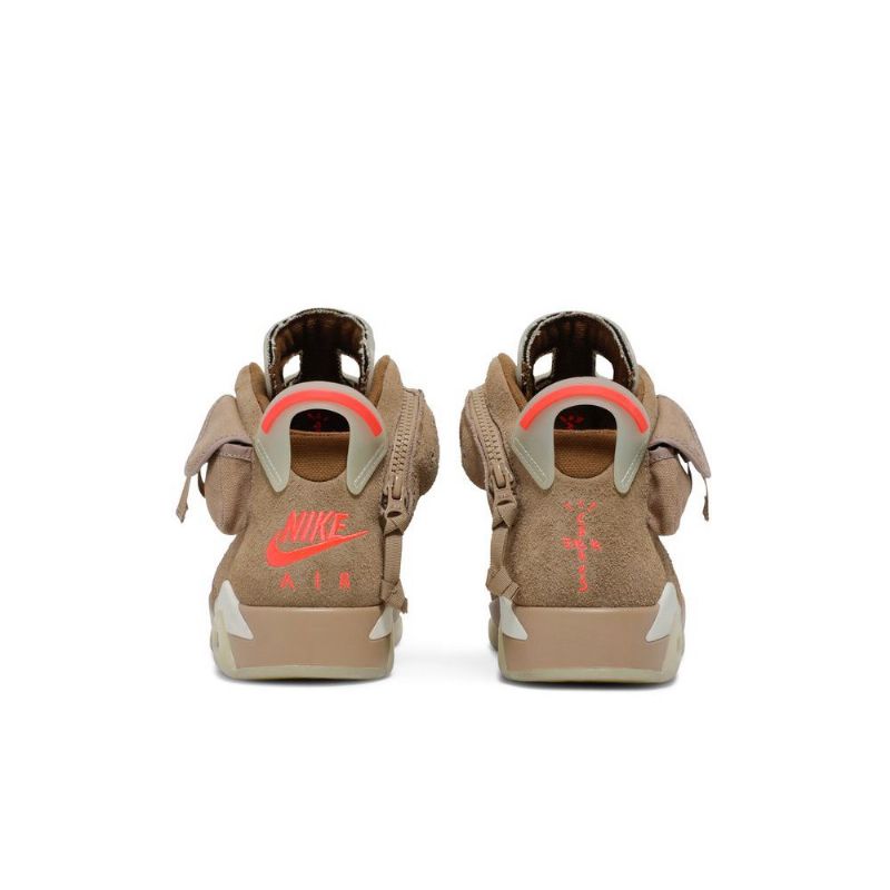 Air Jordan 6 Travis Scott Retro Khaki Grå Rød Herresko