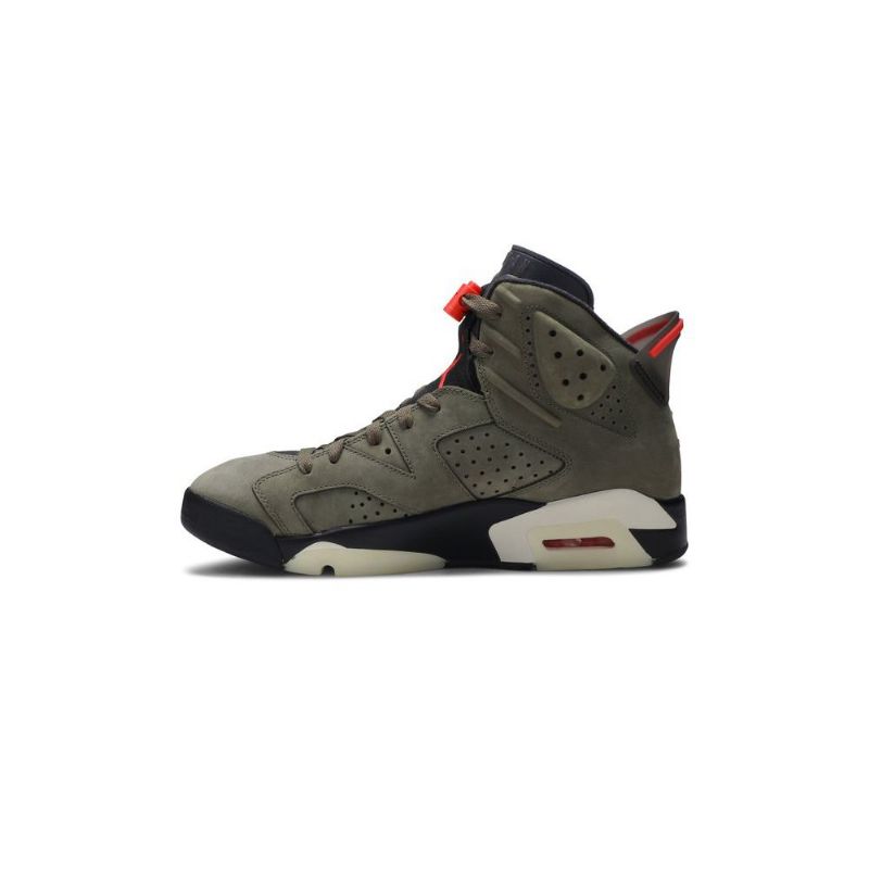 Air Jordan 6 Travis Scott Retro Olivengrønn Svart Rød Herresko