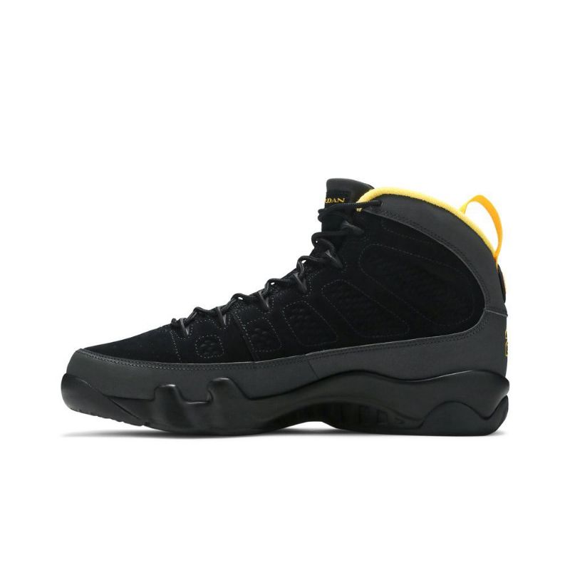 Air Jordan 9 Retro 'dark Charcoal University Gull' Svart Grå Gull Herresko