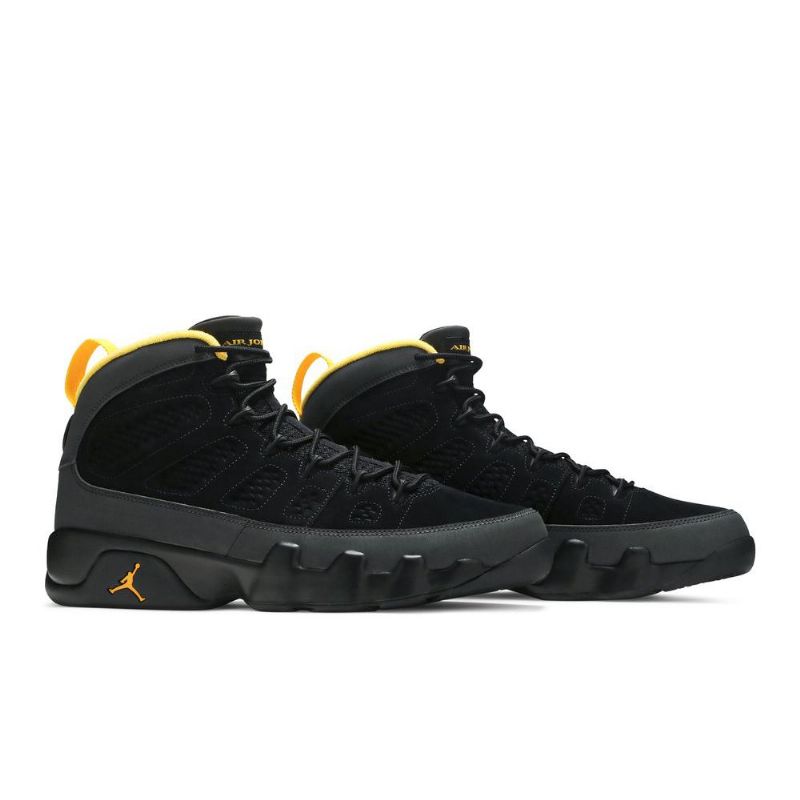 Air Jordan 9 Retro 'dark Charcoal University Gull' Svart Grå Gull Herresko