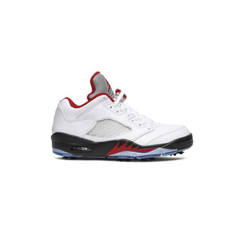 Air Jordan 5 Low Golf Hvit Svart Rød Sølv Herresko