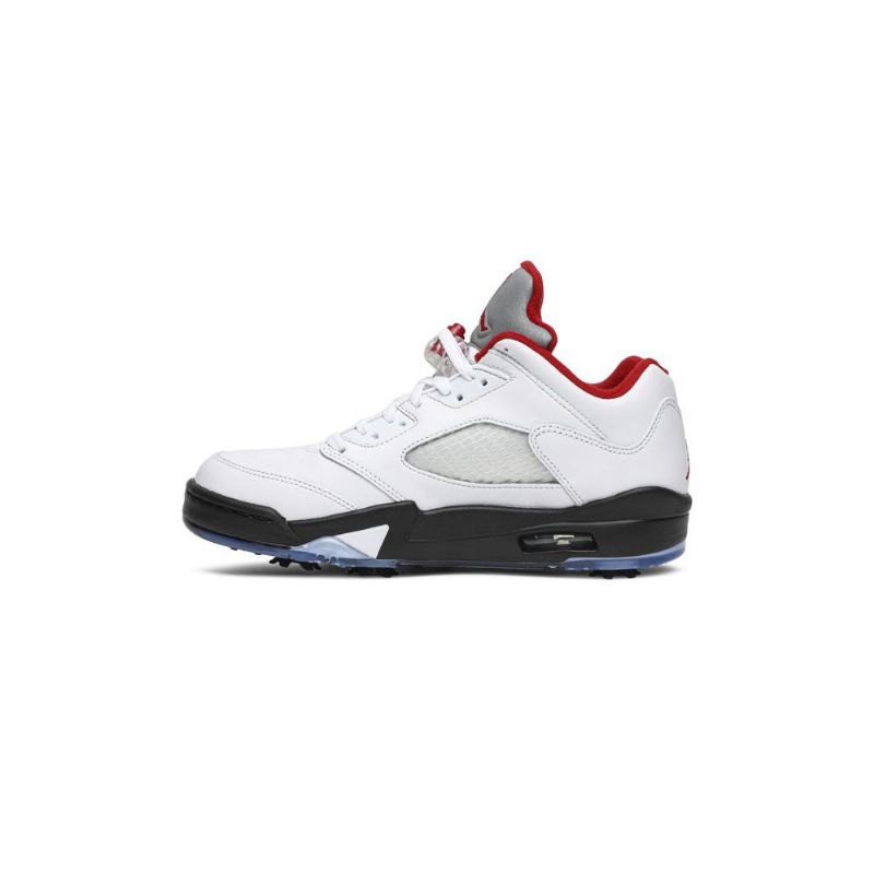 Air Jordan 5 Low Golf Hvit Svart Rød Sølv Herresko