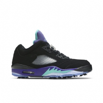 Air Jordan 5 Low Golf Svart Lilla Grønn Sølv Herresko