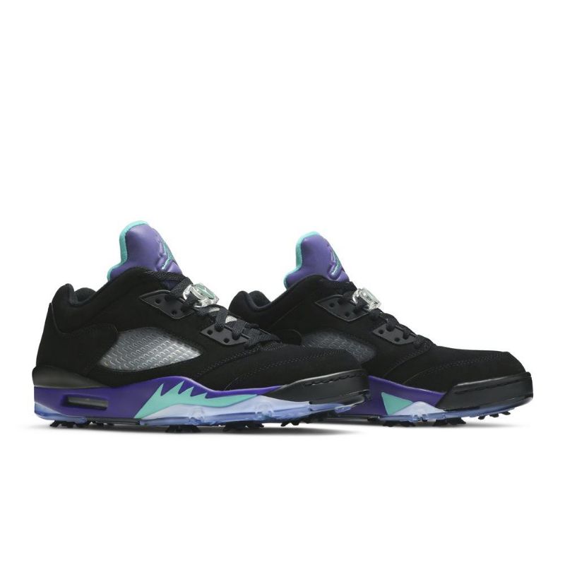 Air Jordan 5 Low Golf Svart Lilla Grønn Sølv Herresko