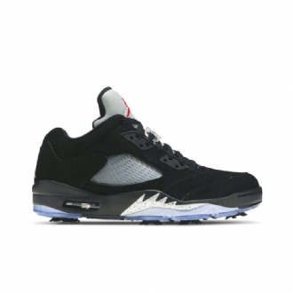 Air Jordan 5 Low Golf Svart Sølv Rød Herresko