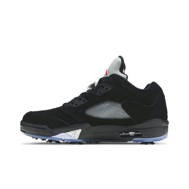 Air Jordan 5 Low Golf Svart Sølv Rød Herresko