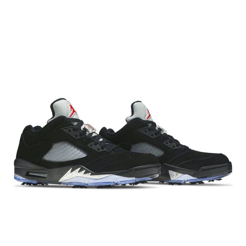 Air Jordan 5 Low Golf Svart Sølv Rød Herresko
