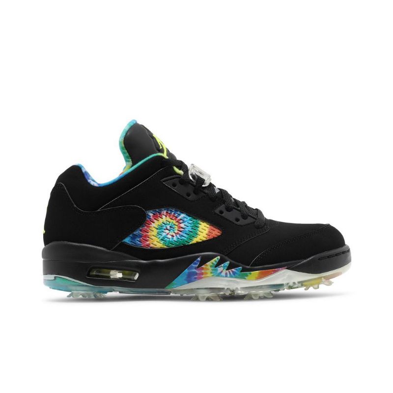 Air Jordan 5 Low Golf Svarte Flerfargede Herresko