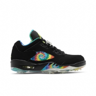 Air Jordan 5 Low Golf Svarte Flerfargede Herresko