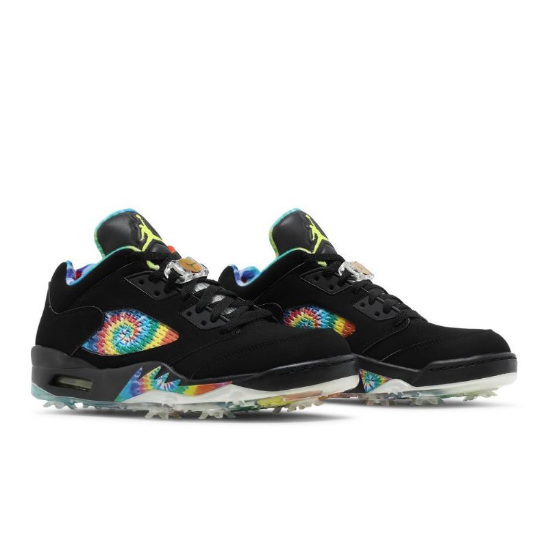 Air Jordan 5 Low Golf Svarte Flerfargede Herresko
