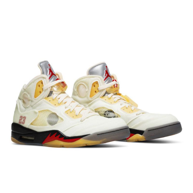 Air Jordan 5 Off-hvit Sp Hvit Gul Sølv Herresko