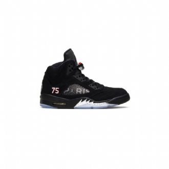 Air Jordan 5 Paris Saint-germain Retro Svart Rød Hvit Herresko