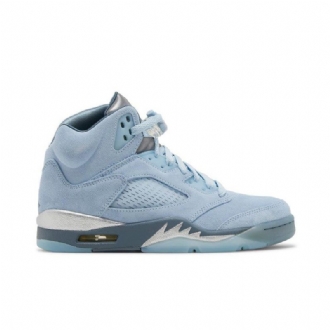 Air Jordan 5 Retro Blå Sølv Hvit Damesko