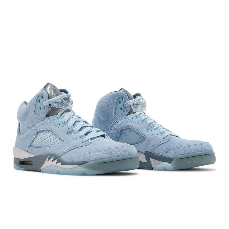 Air Jordan 5 Retro Blå Sølv Hvit Damesko