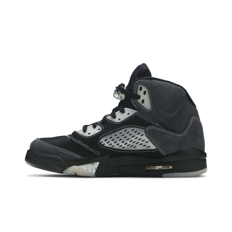 Air Jordan 5 Retro Grå Svarte Herresko