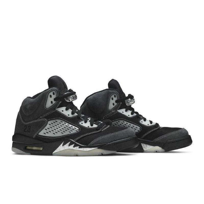 Air Jordan 5 Retro Grå Svarte Herresko