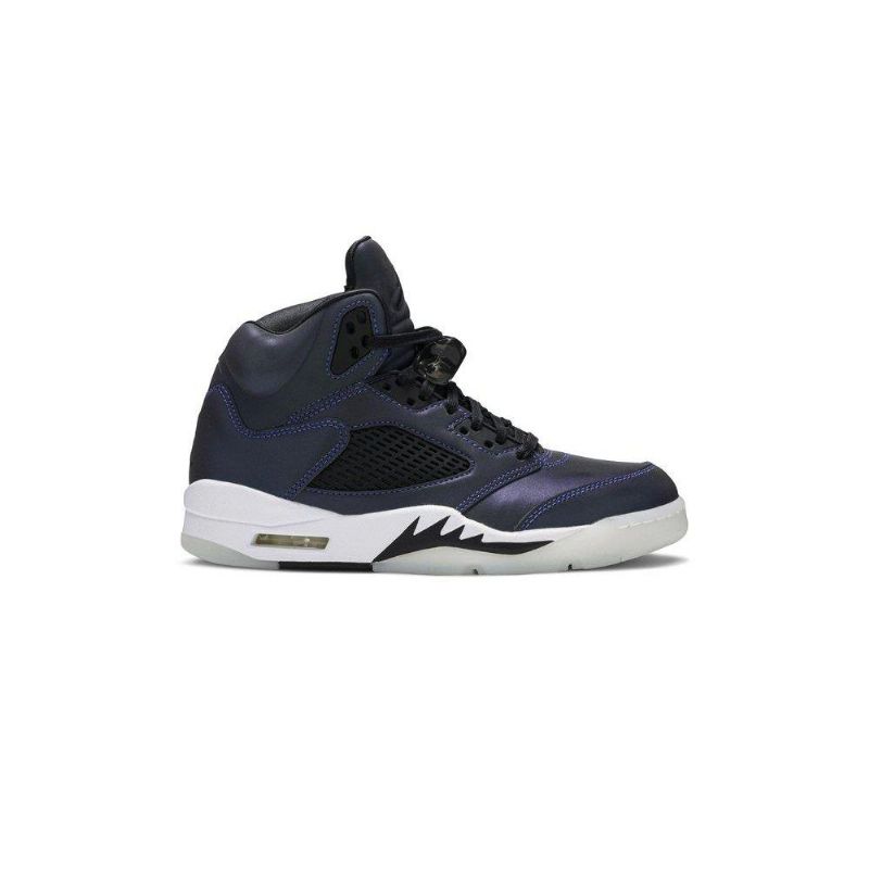 Air Jordan 5 Retro Grå Svarte Mørke Blå Damesko