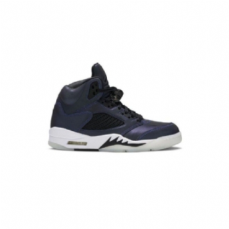 Air Jordan 5 Retro Grå Svarte Mørke Blå Damesko