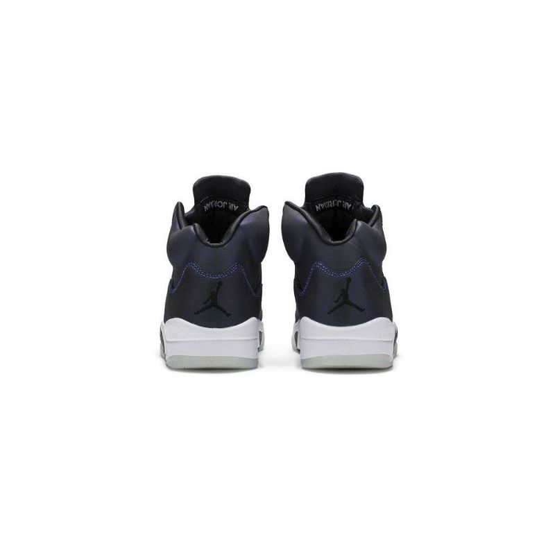 Air Jordan 5 Retro Grå Svarte Mørke Blå Damesko