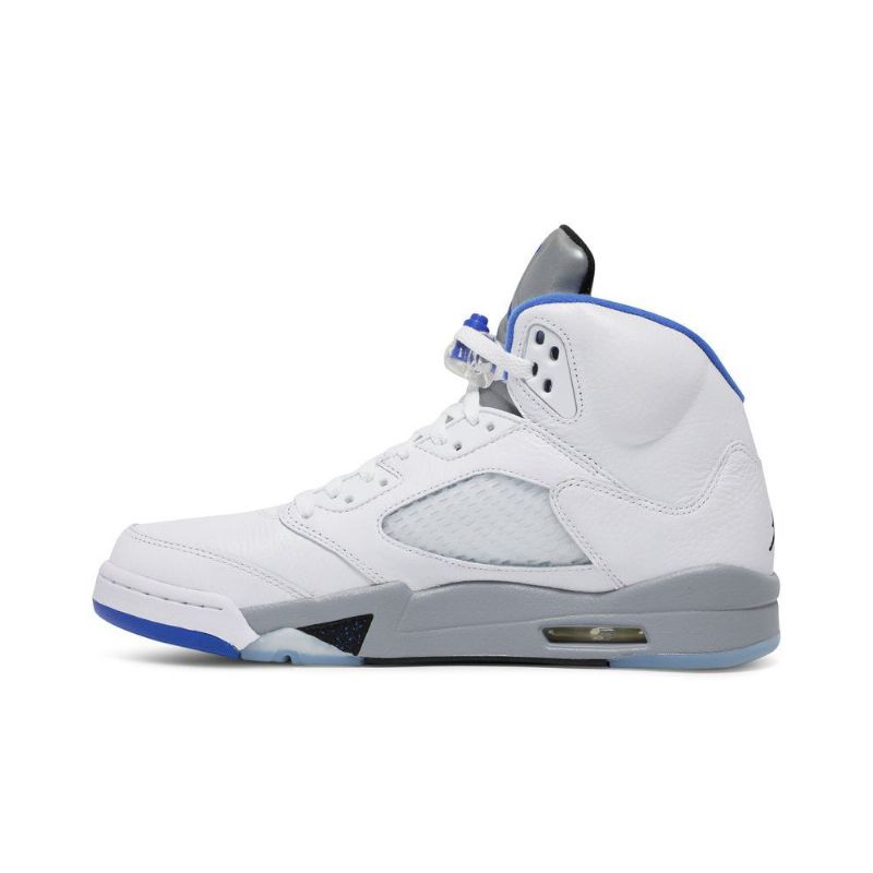 Air Jordan 5 Retro Hvit Grå Blå Herresko