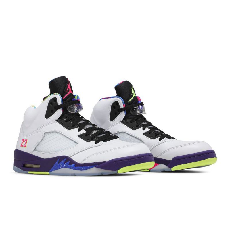Air Jordan 5 Retro Hvit Lilla Svart Herresko