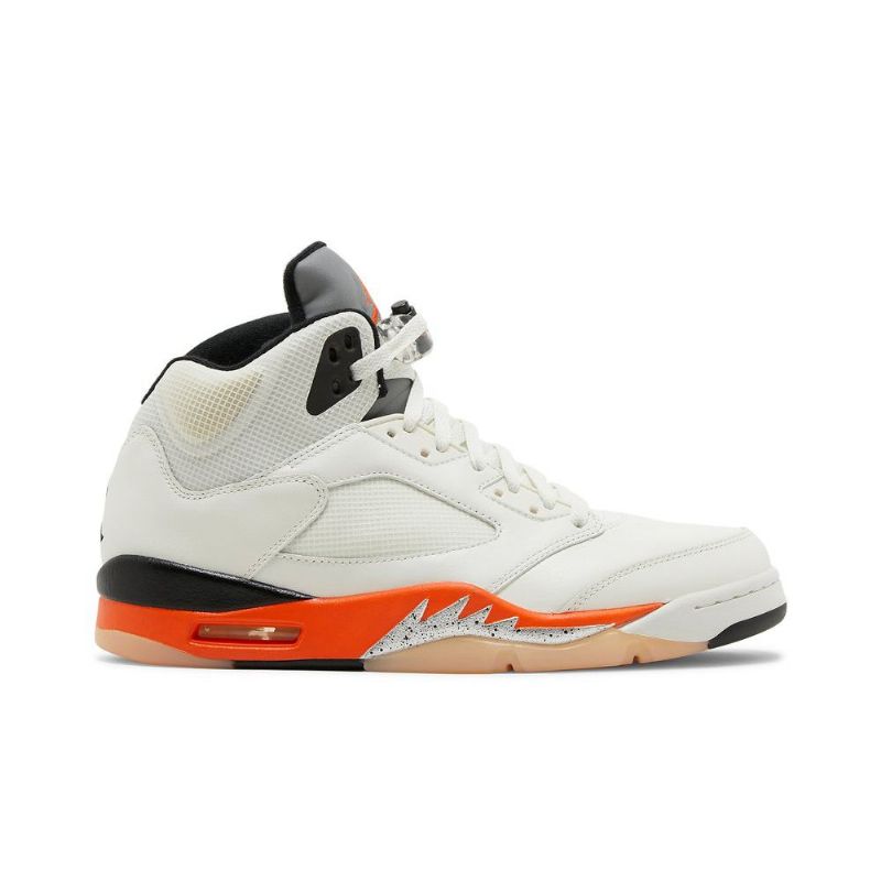 Air Jordan 5 Retro Hvit Oransje Sølv Svart Herresko