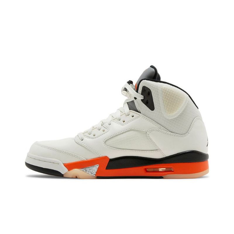 Air Jordan 5 Retro Hvit Oransje Sølv Svart Herresko