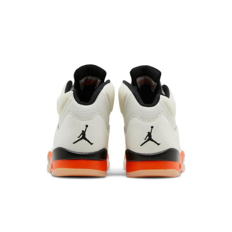 Air Jordan 5 Retro Hvit Oransje Sølv Svart Herresko