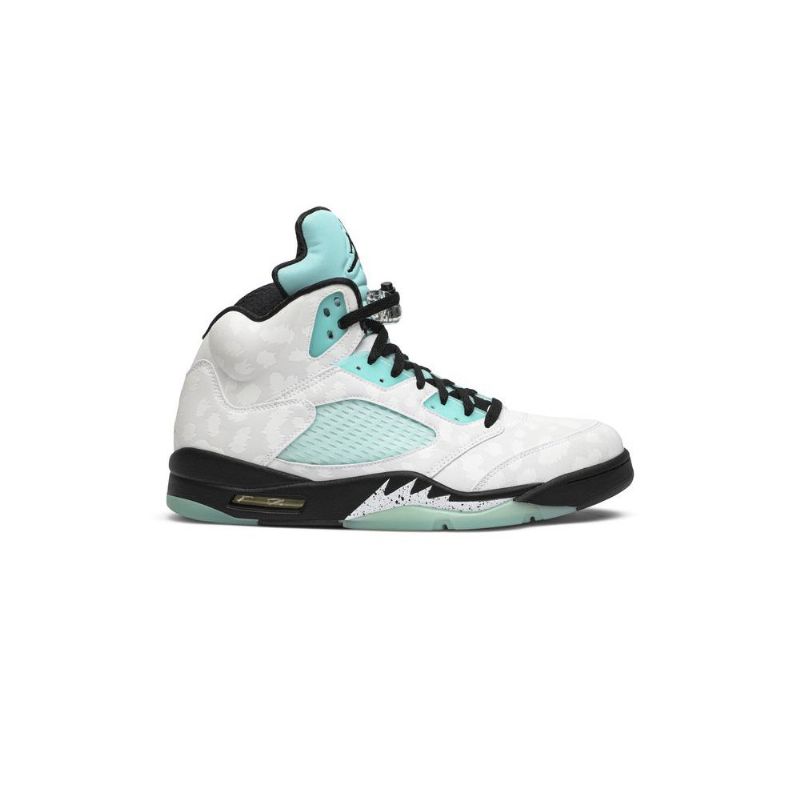 Air Jordan 5 Retro Hvit Svart Grønn Herresko