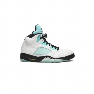 Air Jordan 5 Retro Hvit Svart Grønn Herresko