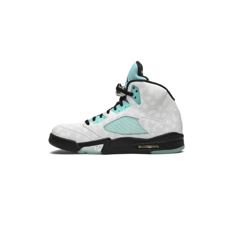 Air Jordan 5 Retro Hvit Svart Grønn Herresko