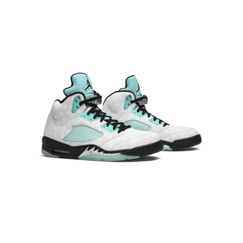 Air Jordan 5 Retro Hvit Svart Grønn Herresko