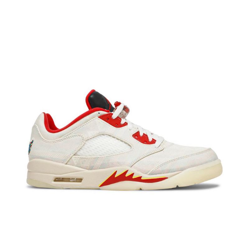Air Jordan 5 Retro Lav Hvit Rød Svart Herresko