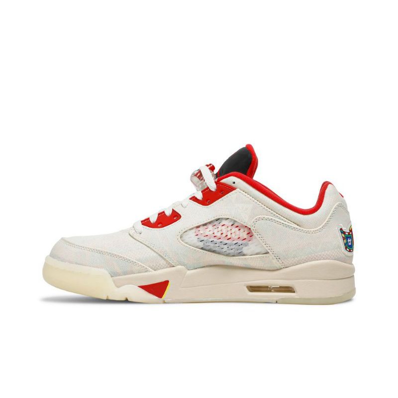 Air Jordan 5 Retro Lav Hvit Rød Svart Herresko