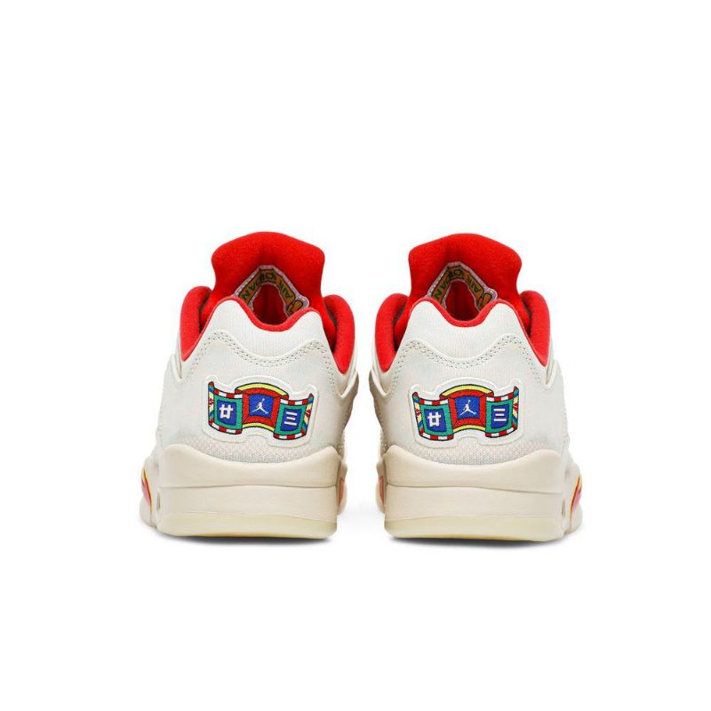 Air Jordan 5 Retro Lav Hvit Rød Svart Herresko