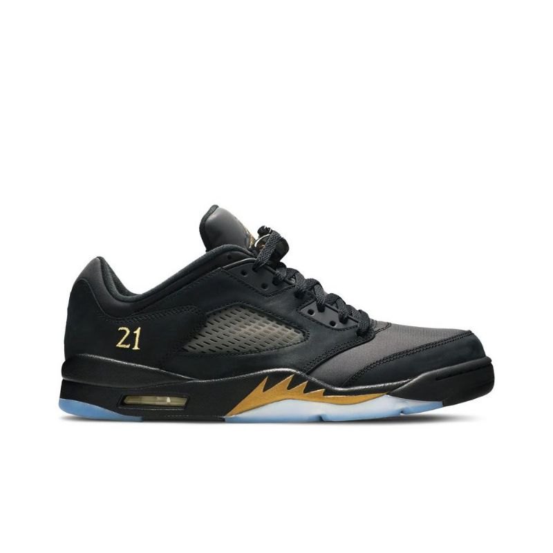 Air Jordan 5 Retro Low Wings Svart Gull Herresko