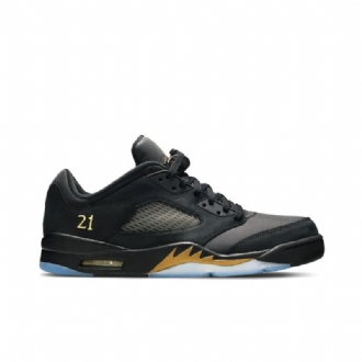 Air Jordan 5 Retro Low Wings Svart Gull Herresko