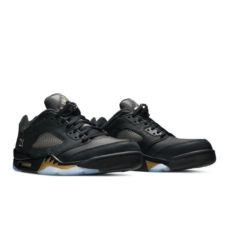 Air Jordan 5 Retro Low Wings Svart Gull Herresko
