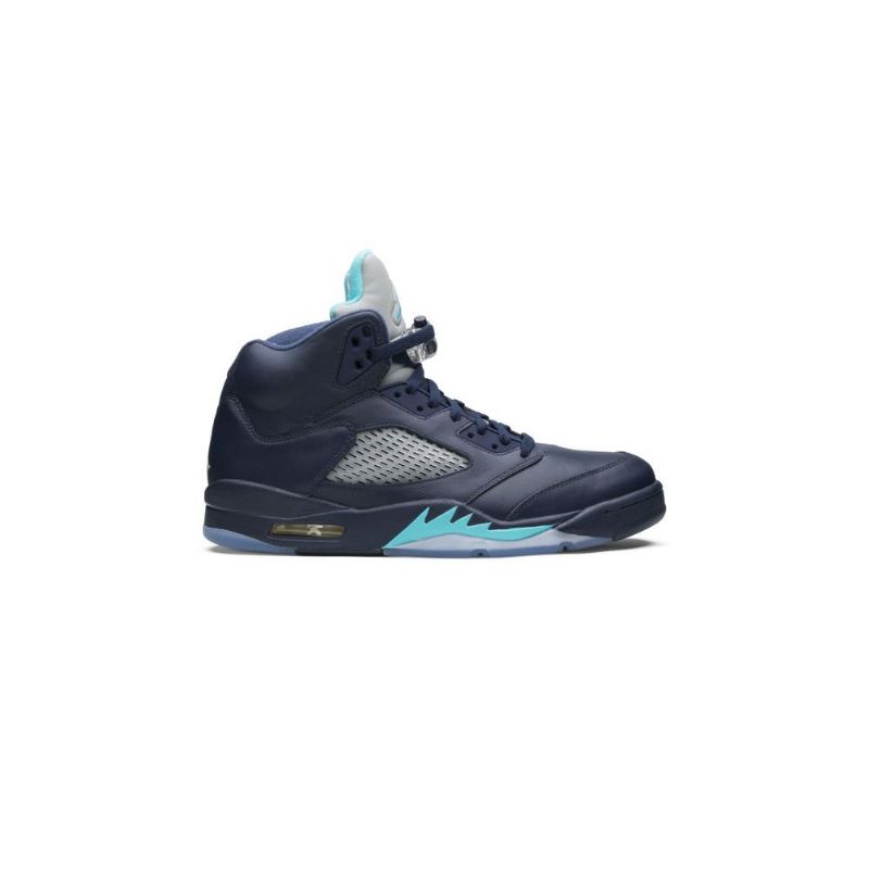 Air Jordan 5 Retro Mørke Blå Turkis Grå Herresko
