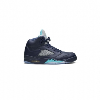 Air Jordan 5 Retro Mørke Blå Turkis Grå Herresko