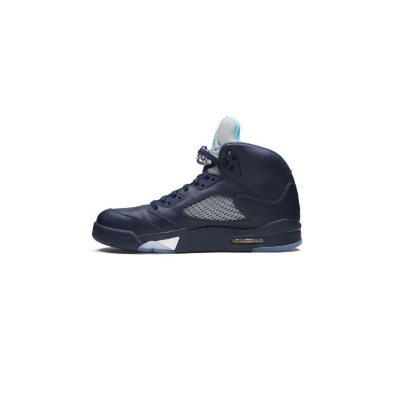 Air Jordan 5 Retro Mørke Blå Turkis Grå Herresko