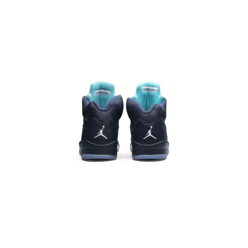 Air Jordan 5 Retro Mørke Blå Turkis Grå Herresko