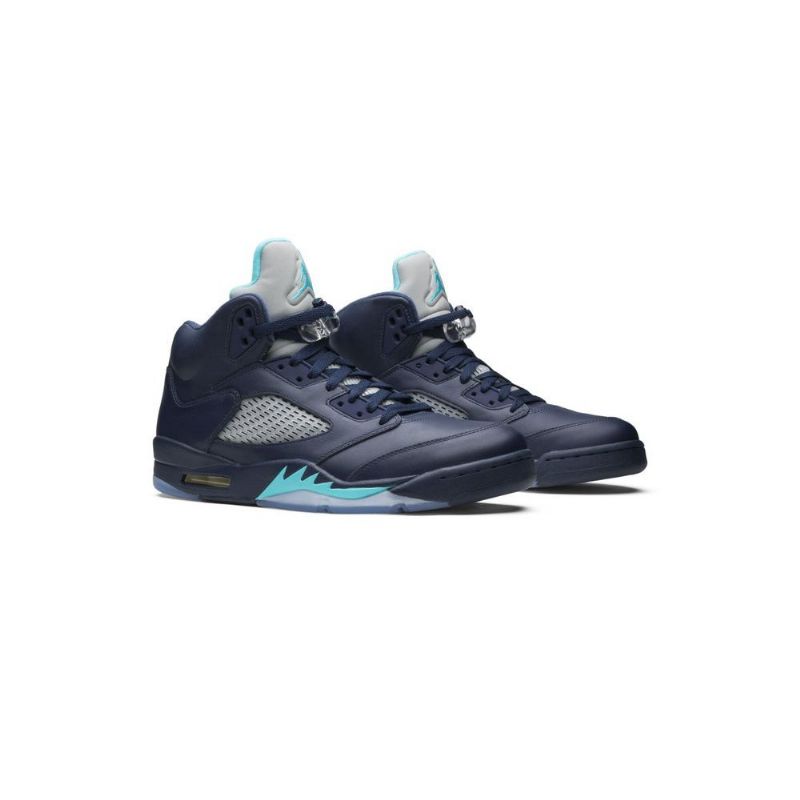 Air Jordan 5 Retro Mørke Blå Turkis Grå Herresko