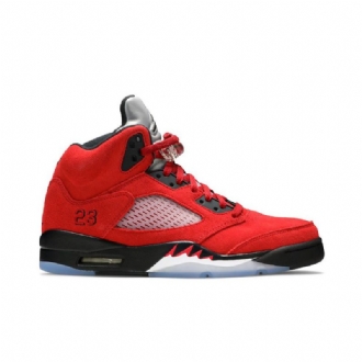 Air Jordan 5 Retro Rød Svart Sølv Herresko