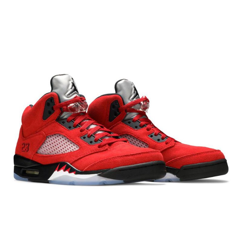 Air Jordan 5 Retro Rød Svart Sølv Herresko