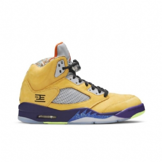 Air Jordan 5 Retro Se Gul Rød Grå Lilla Herresko