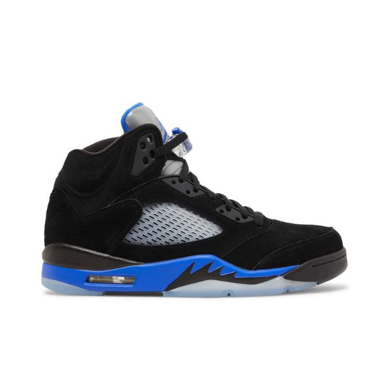 Air Jordan 5 Retro Svart Blå Sølv Herresko