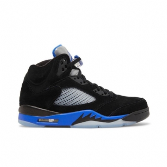 Air Jordan 5 Retro Svart Blå Sølv Herresko