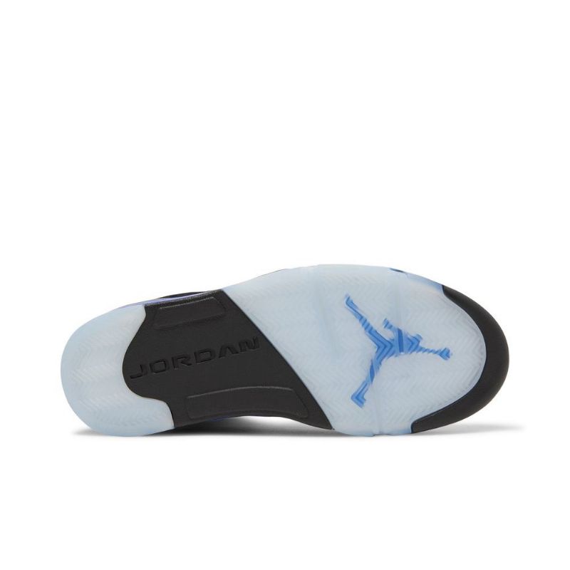 Air Jordan 5 Retro Svart Blå Sølv Herresko